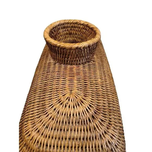 Vintage French Woven Wicker Footed Basket Vase Home Décor 16.5 x 17x 6.5 EUC